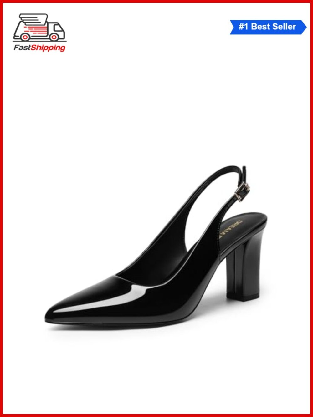 Women's Slingback Chunky Heel Pumps Faux Leather Business Casual